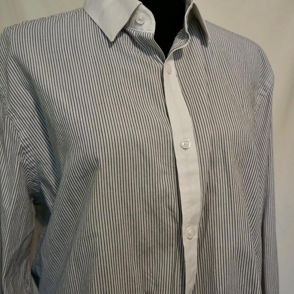 Express Button Down Black and White Stripes Shirt